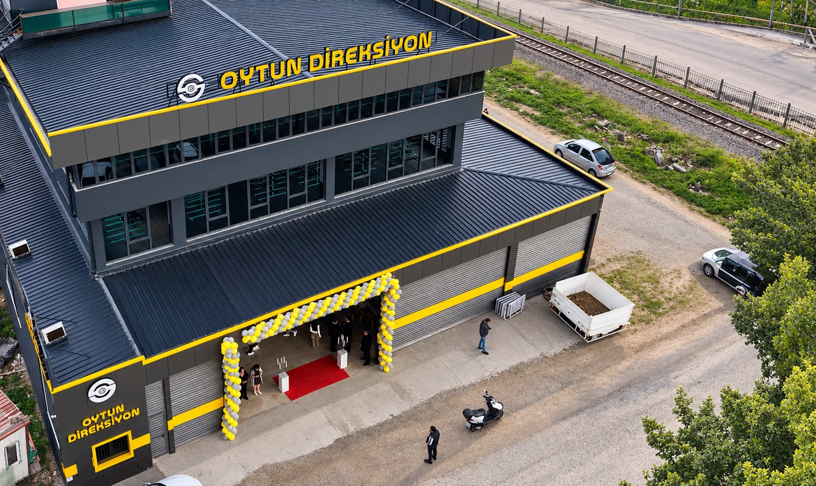 Oytun Direksiyon yeni servis binasının drone ile çekilmiş dış cephe görüntüsü